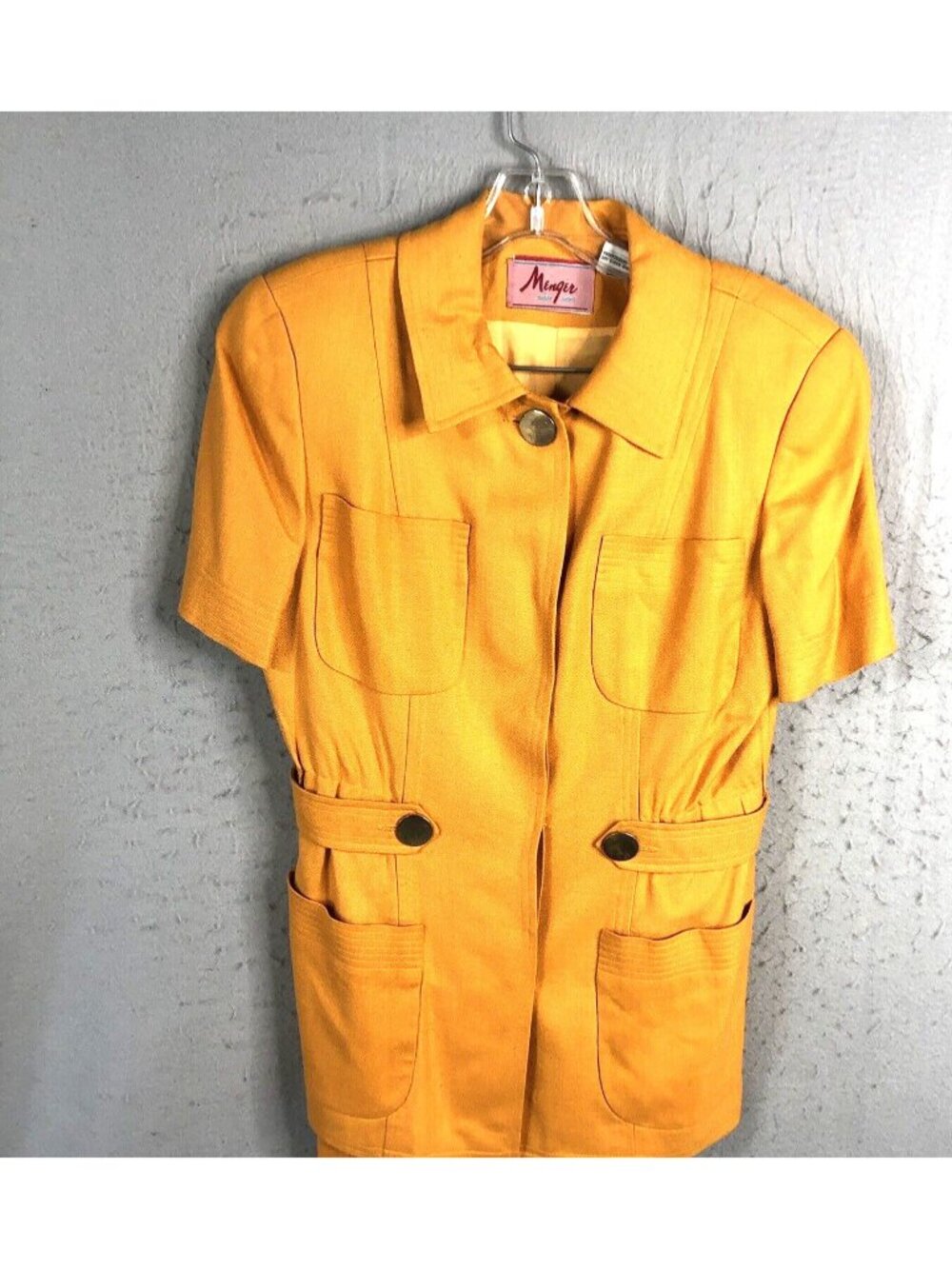 Oscar De La Renta Skirt Suit Womens Small Gold Safari Old Money Career Coastal
